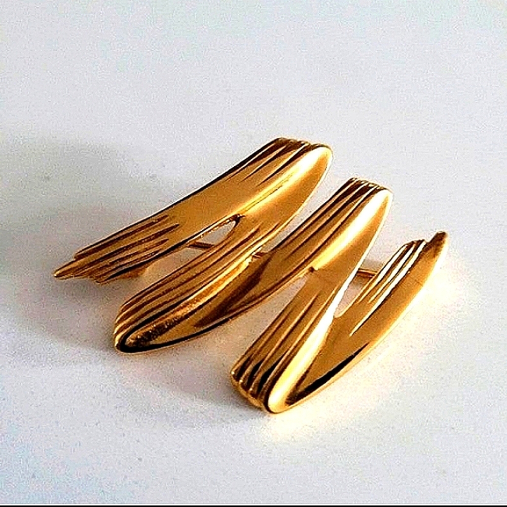GIVENCHY Gold Graffiti Zig Zag Brooch Vintage #RARE